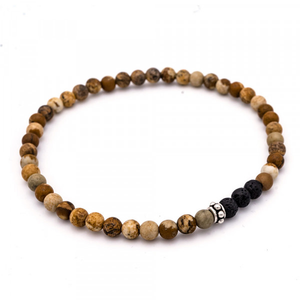 Bracelet 4 mm Jaspis mit Silberelementen