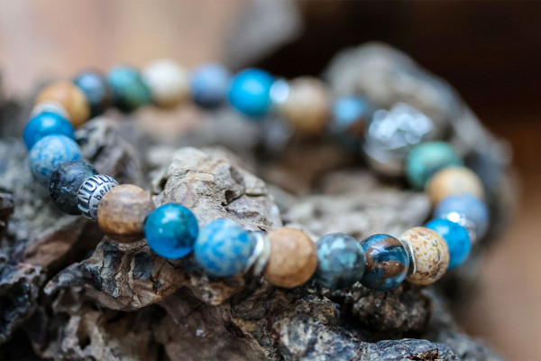 Edelsteinarmband mit Gravur für Männer - Buddha