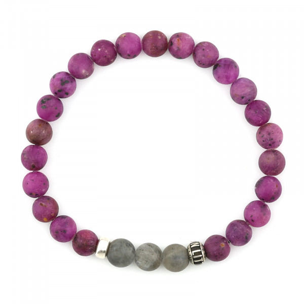 AUTUMN FLAME · Armband Rubin & Labradorit Draufsicht