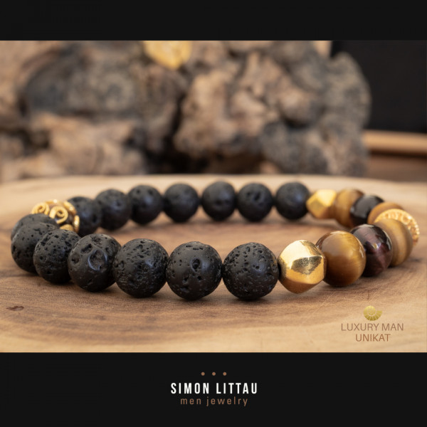 Golden Vulcan Eye – Handgefertigtes Luxus-Armband mit 18 Karat Gold