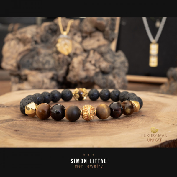 Golden Vulcan Eye – Handgefertigtes Luxus-Armband mit 18 Karat Gold