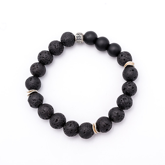 Lava Vulkanstein Armband für Herren mit Schwarzem Turmalin