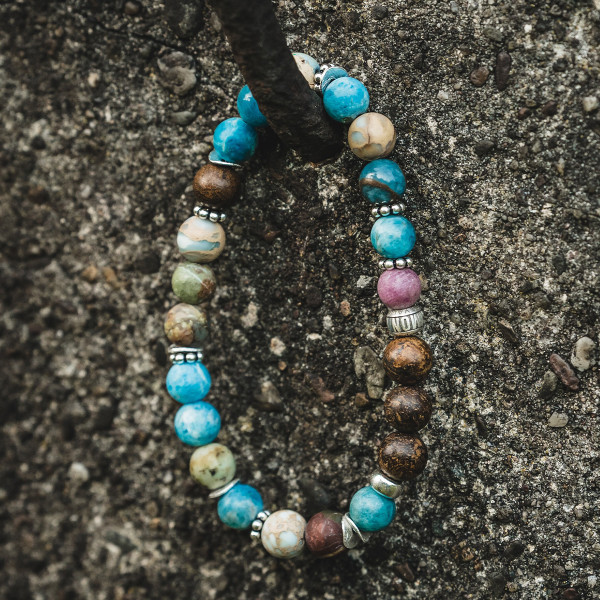 Armband VISOB – Rubin, Apatit, Jaspis & Afrikatürkis