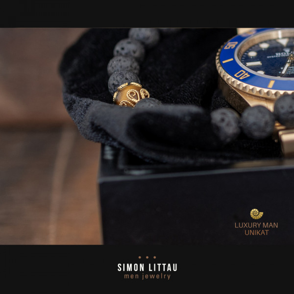 Golden Vulcan Eye – Handgefertigtes Luxus-Armband mit 18 Karat Gold