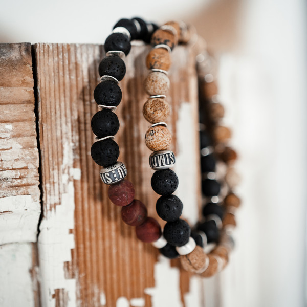 Vulkanstein & Landschaftsjaspis Bracelet -Kraft-Set für Herren