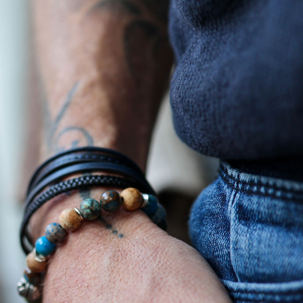 Edelsteinarmband mit Gravur für Männer - Buddha