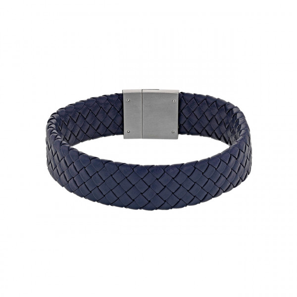 Herren Armband aus blauem Rindsleder-geflochten