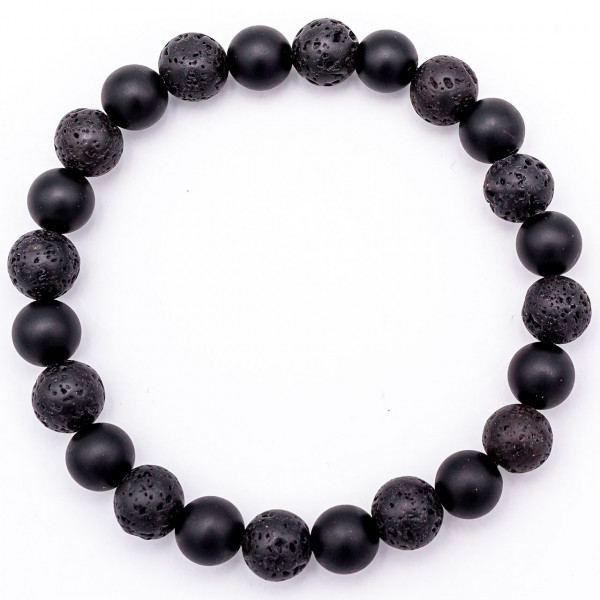 Lavastein Armband Black Onyx schwarz - Erdkraft